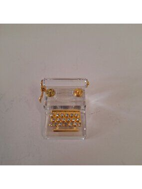 SWAROVSKI CRYSTAL MEMORIES MINI 18K GOLD PLATED TYPEWRITER FIGURINE "THE PAST"